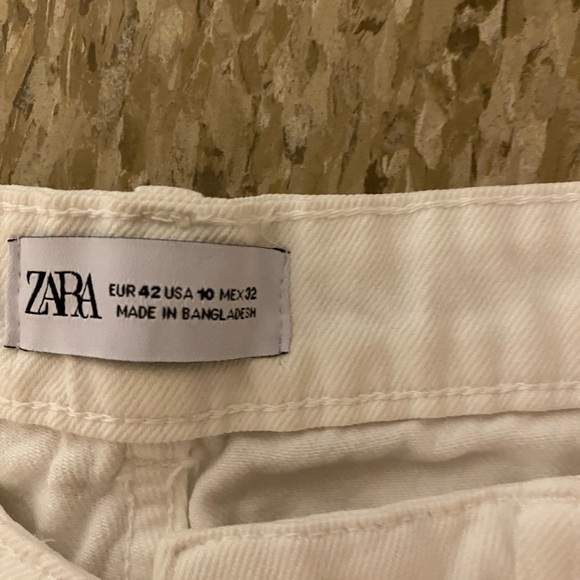 Women’s Zara Wide Leg Crop Raw Hem Jeans - Size 10 - Picture 3 of 3